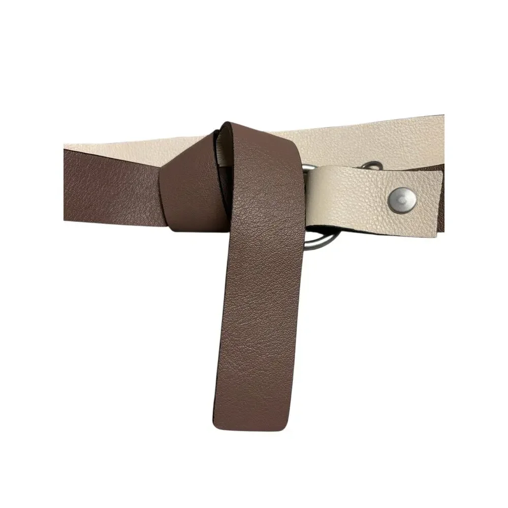 Peserico Made in Italy Leather Belt Brown Beige Two Tone